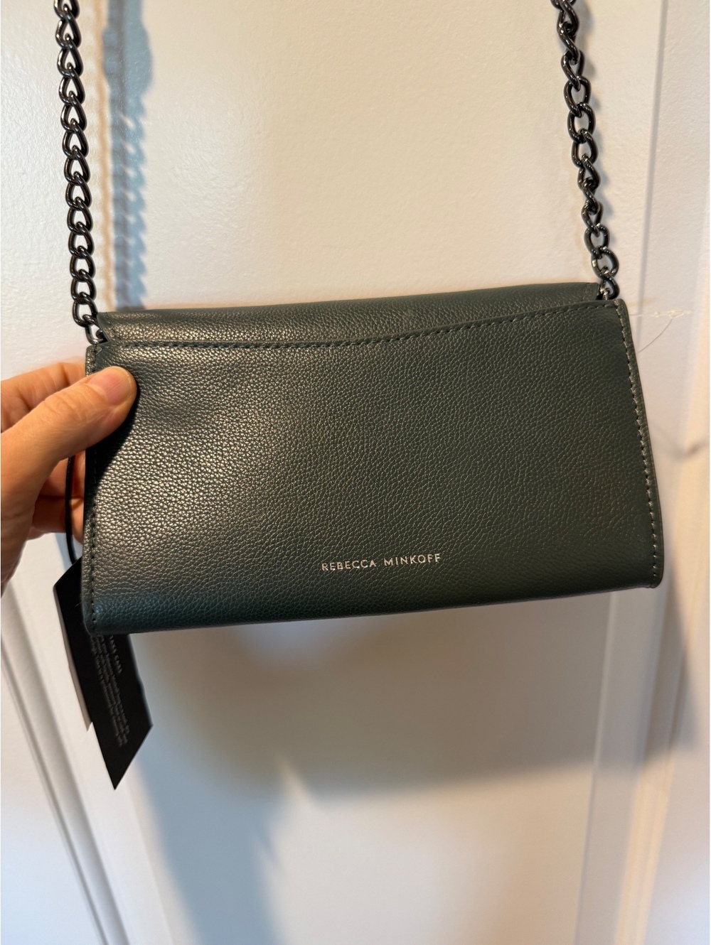 Rebecca Minkoff Edie Wallet on Chain Deep Jade Green Leather Crossbody NWT
